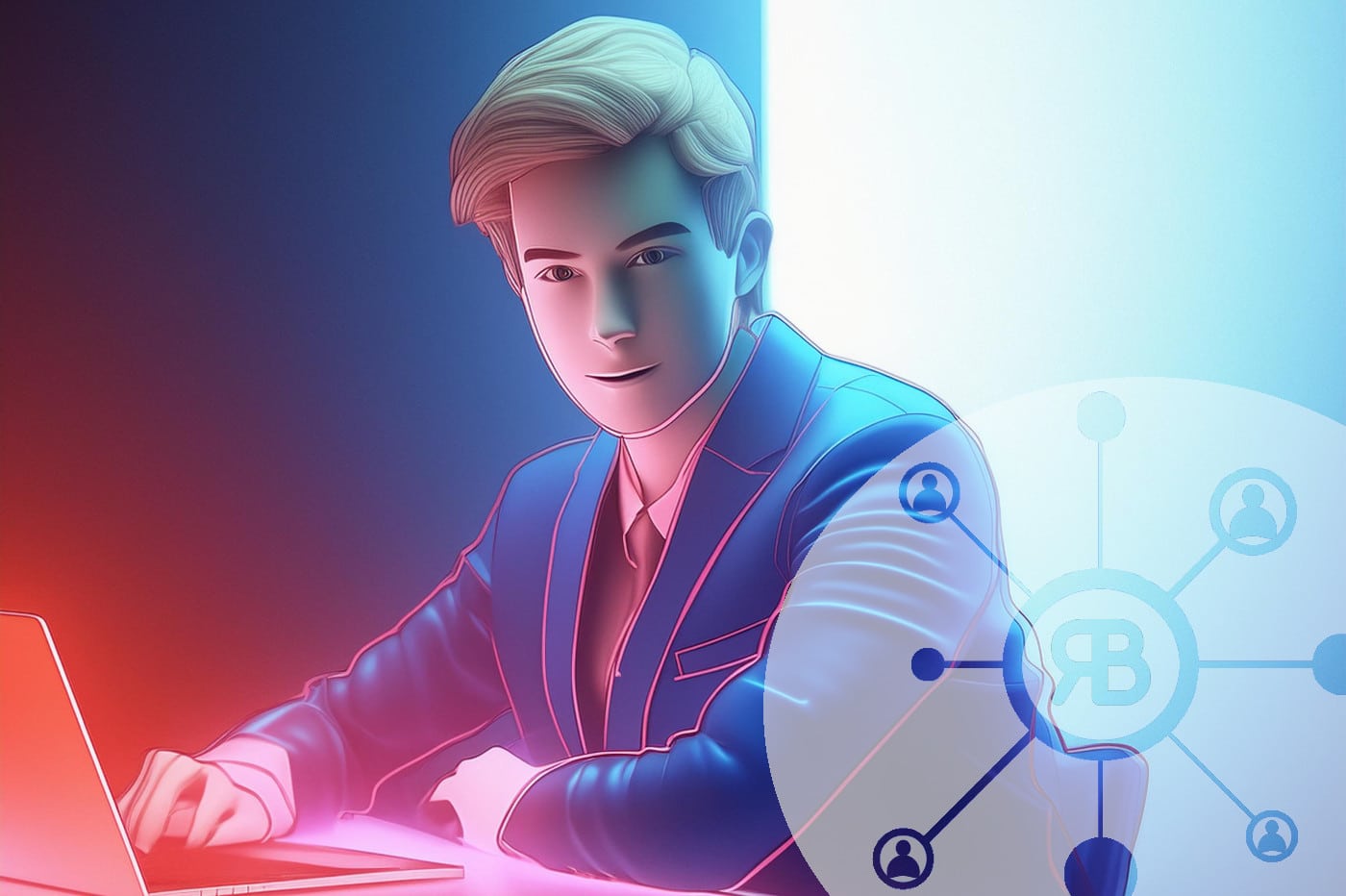 culture numérique en entreprise visage homme blond ordinateur avec logo Richard Bulan